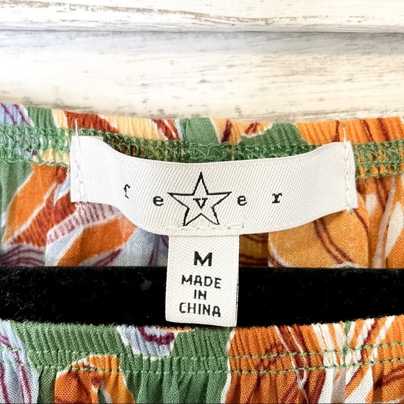 FEVER | Green Woven Ruffled Pleated Bell-Sleeve Dotted Floral Scoop Neck… - Picture 4 of 7